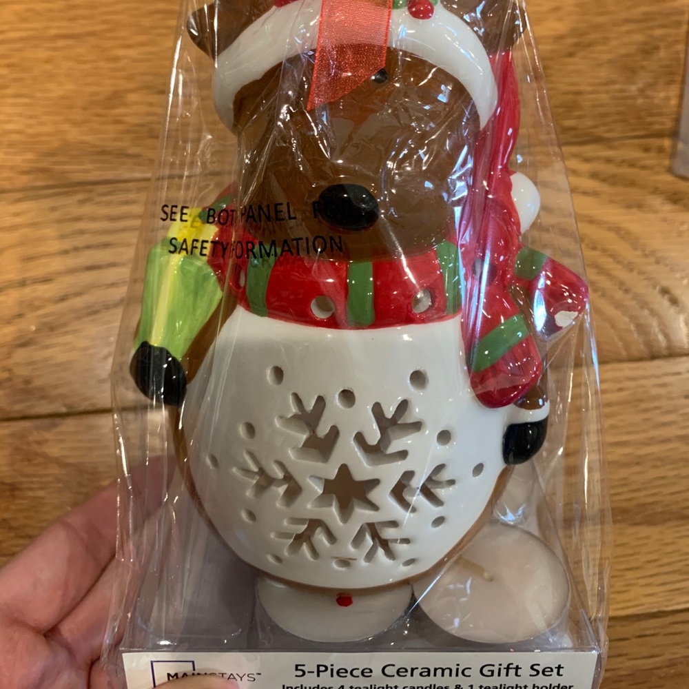 Mainstays reindeer 5 piece ceramic gift set. New